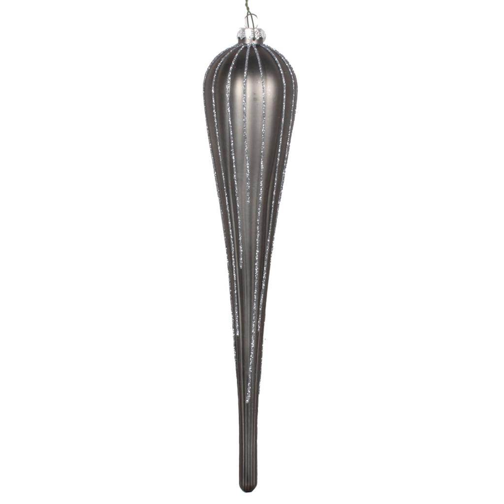 11'' Pewter Glitter Drop Ornament (3 pack) 1