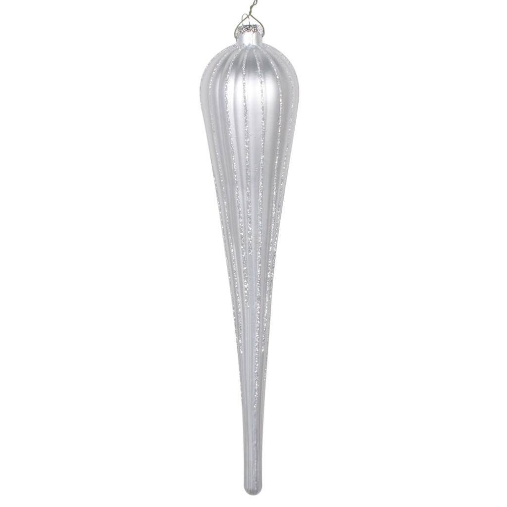 15.75" Silver Glitter Drop Ornament (2 pack) 1