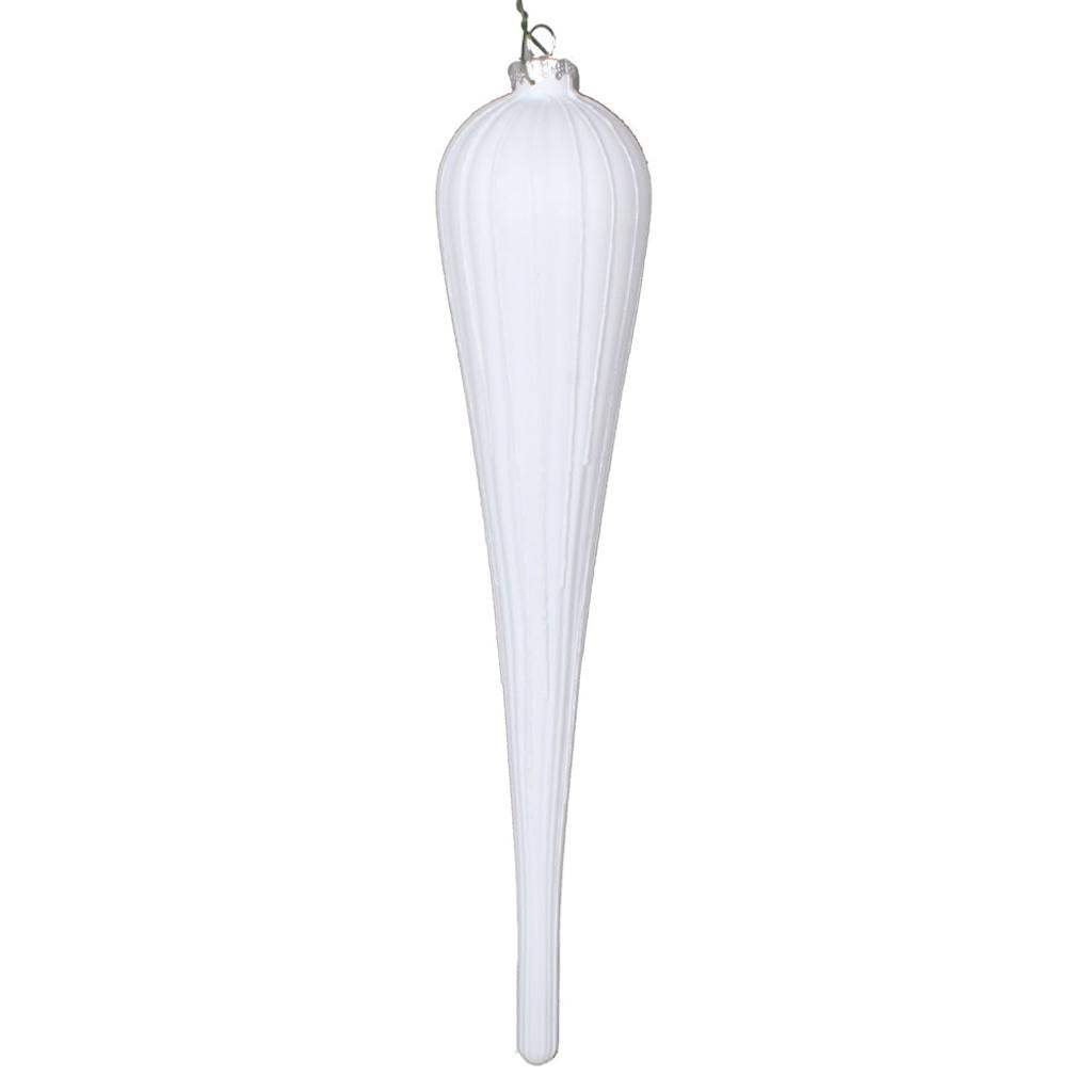 15.75" White Glitter Drop Ornament (2 pack) 1
