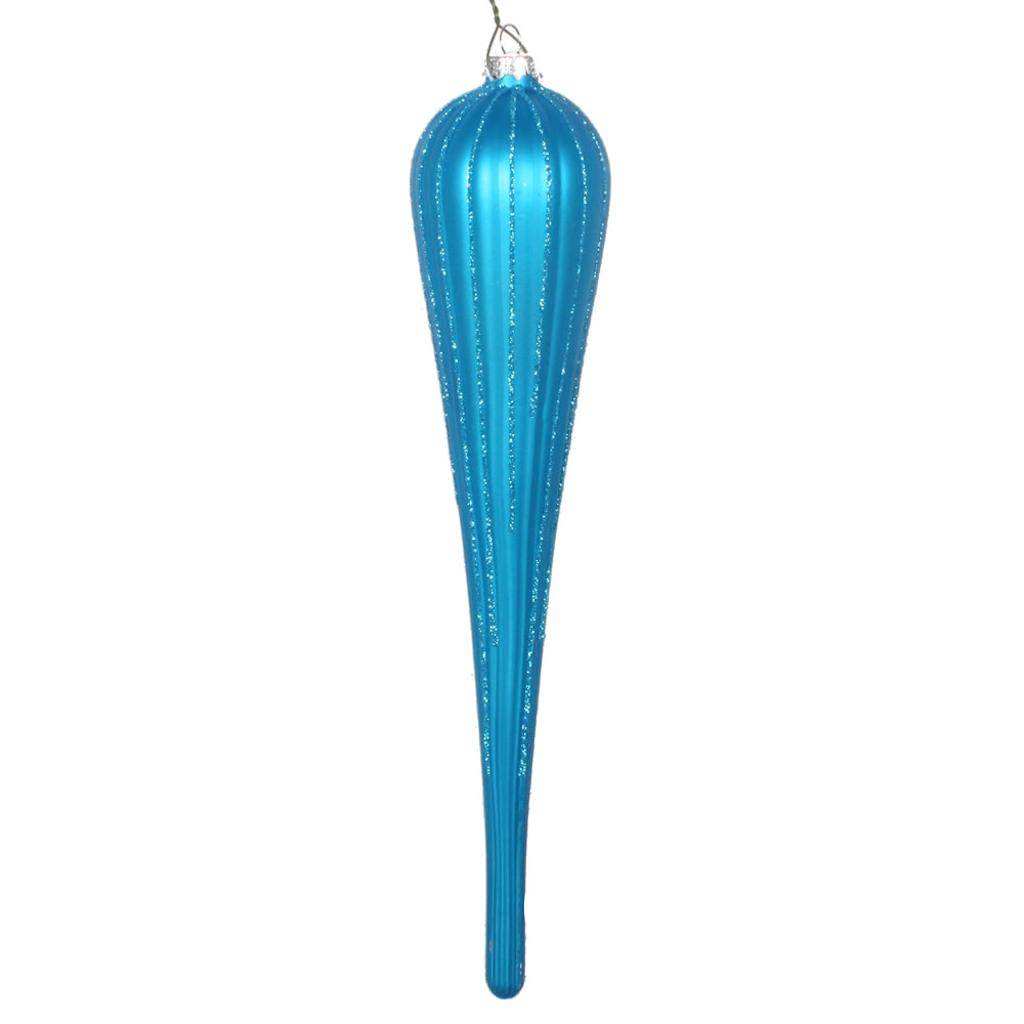 15.75" Turquoise Glitter Drop Ornament (2 pack) 1
