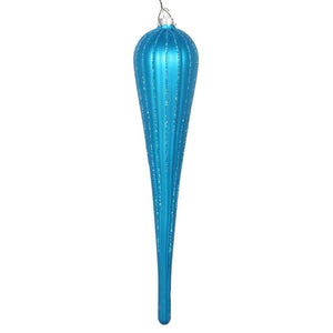 15.75" Turquoise Glitter Drop Ornament (2 pack) 1
