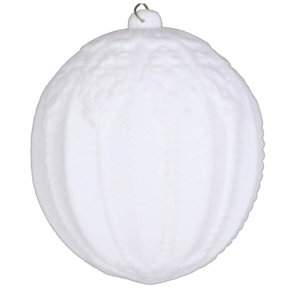 5.5" White Flocked Ball Ornament (2 pack) 1