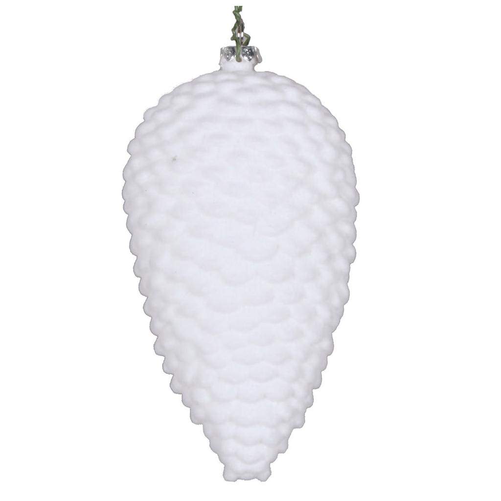 5" White Flocked Pine Cone Ornament (4 pack) 1