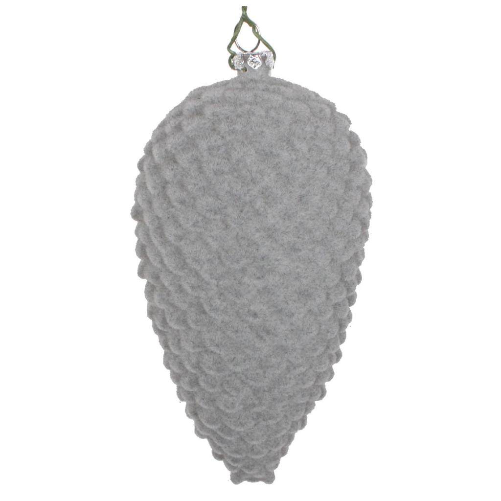 7" Silver Flocked Pine Cone Ornament (2 pack) 1