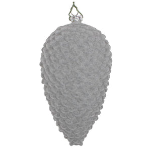 7" Silver Flocked Pine Cone Ornament (2 pack) 1
