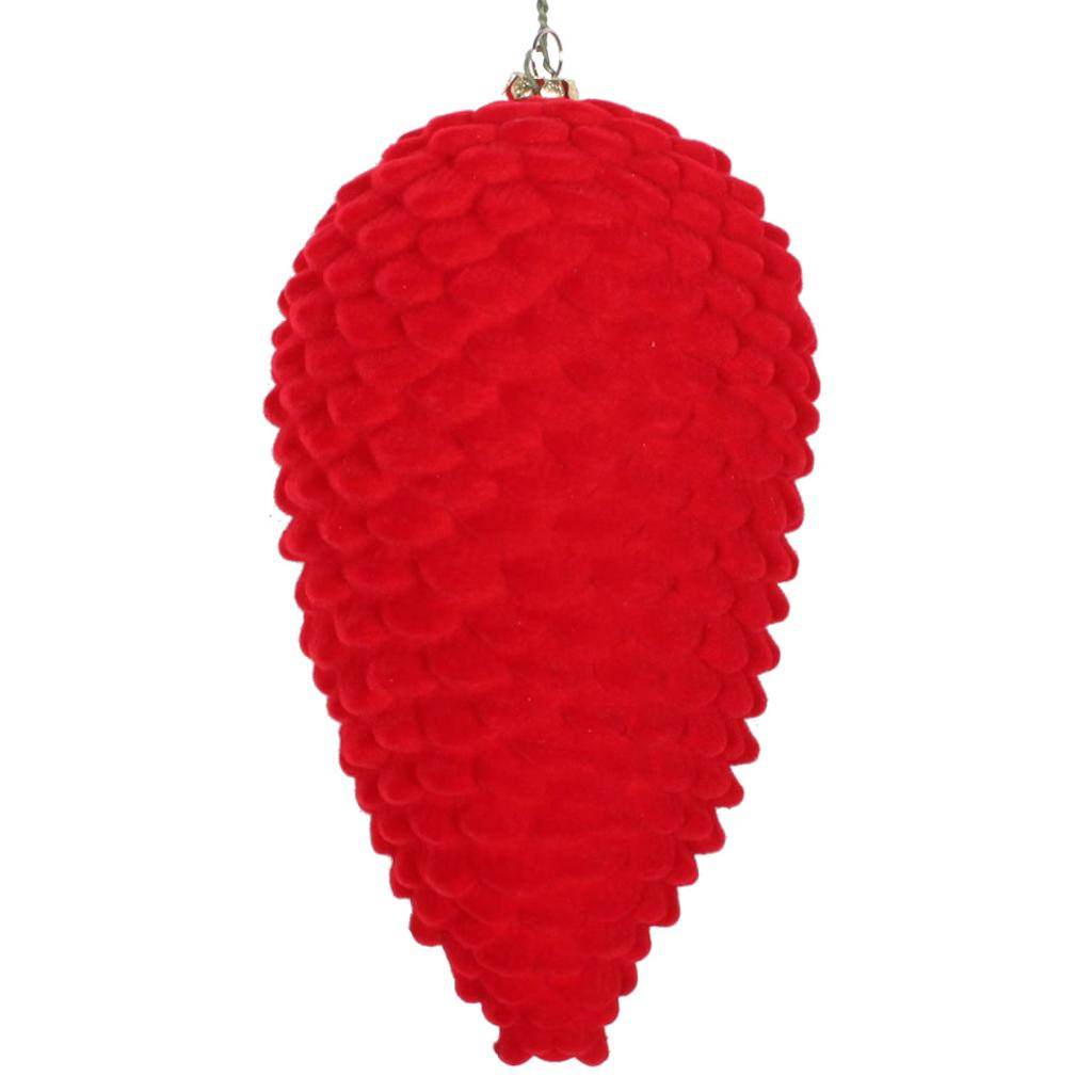 7" Red Flocked Pine Cone Ornament (2 pack) 1
