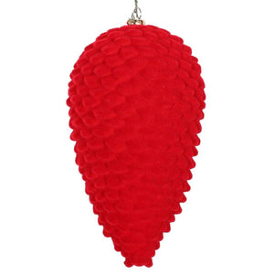 7" Red Flocked Pine Cone Ornament (2 pack) 1