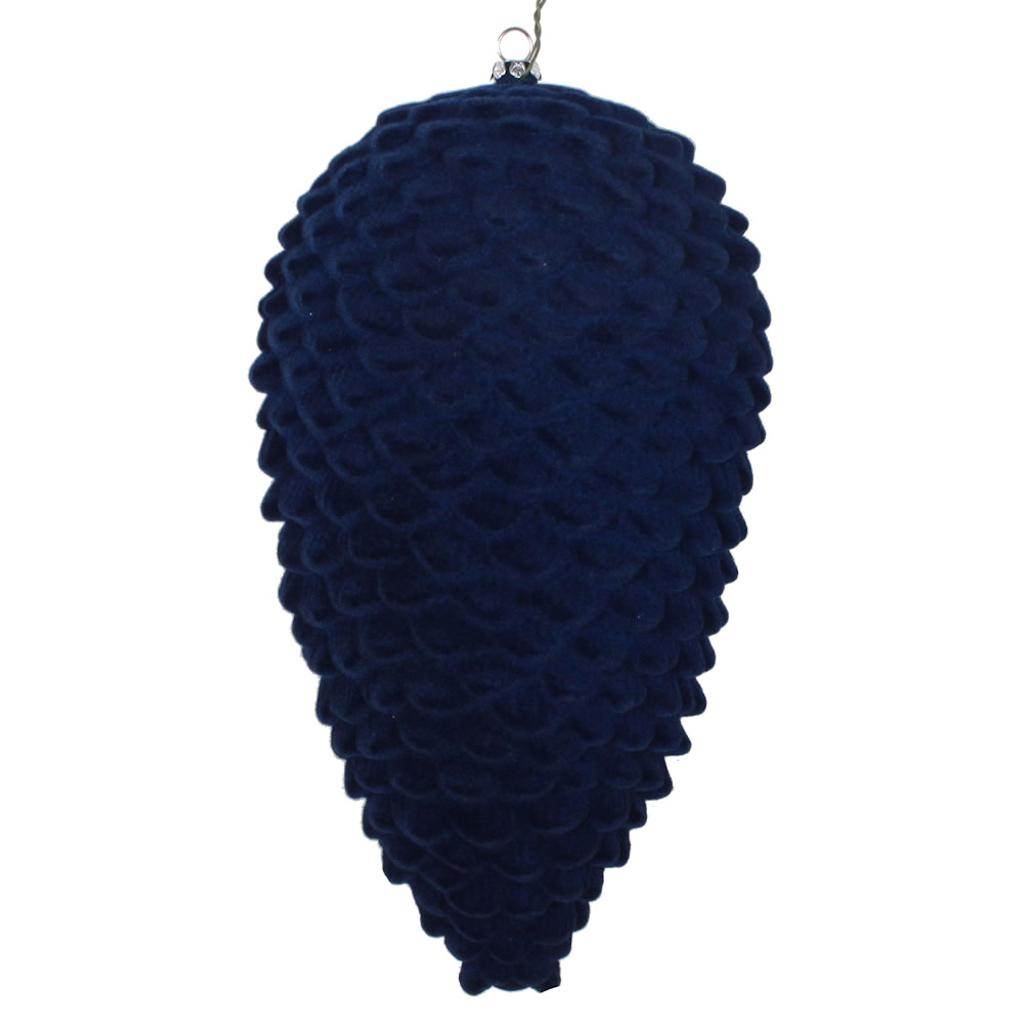 10" Midnight Blue Flocked Pine Cone Ornament 1
