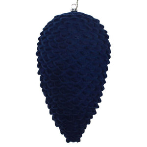 10" Midnight Blue Flocked Pine Cone Ornament 1