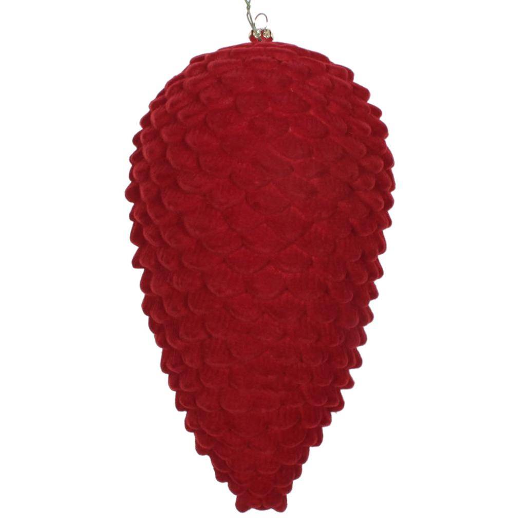10" Burgundy Flocked Pine Cone Ornament 1