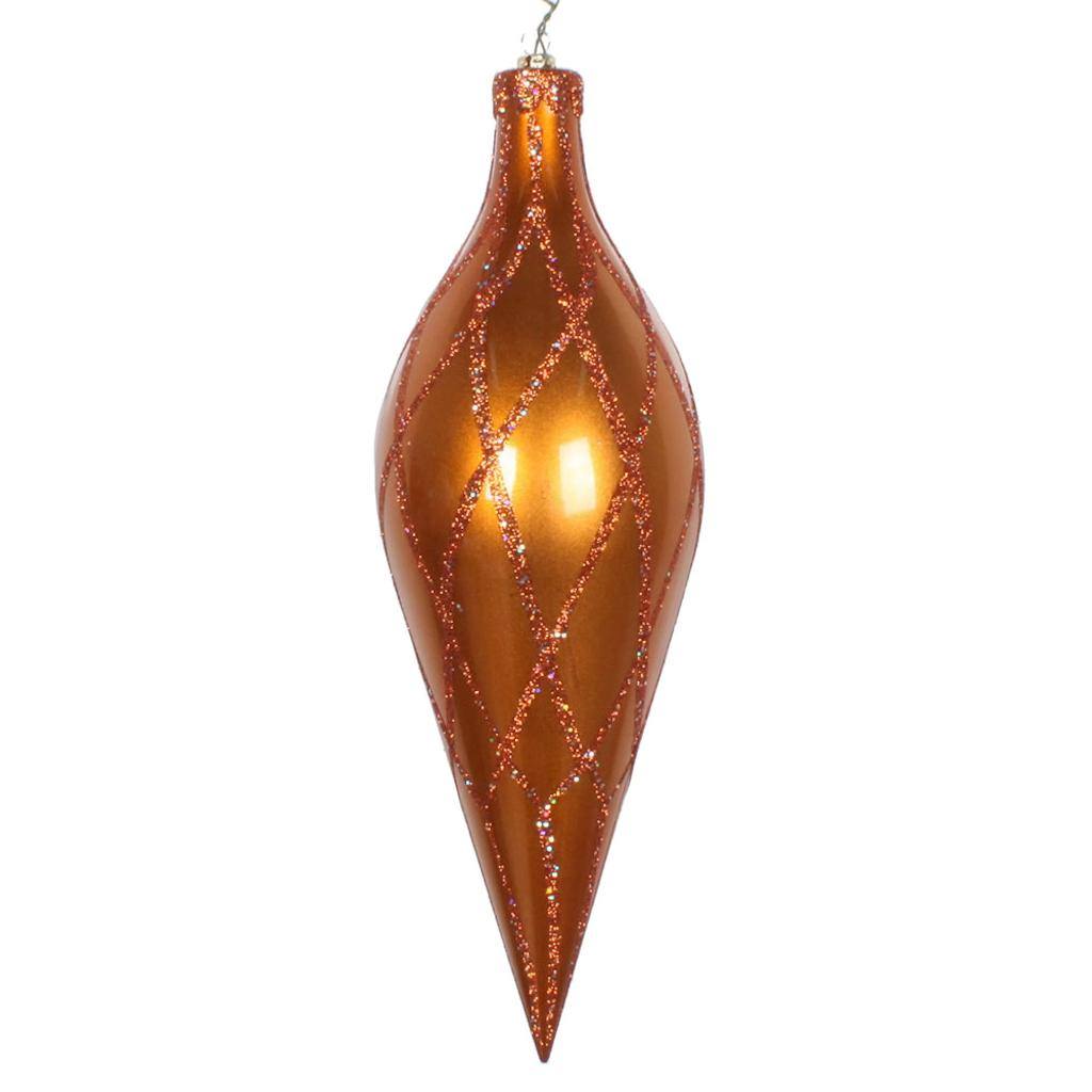 12" Copper Glitter Net Finial Ornament 1