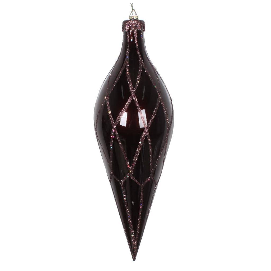 12" Chocolate Glitter Net Finial Ornament 1