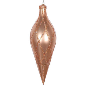 12" Rose Gold Glitter Net Finial Ornament 1
