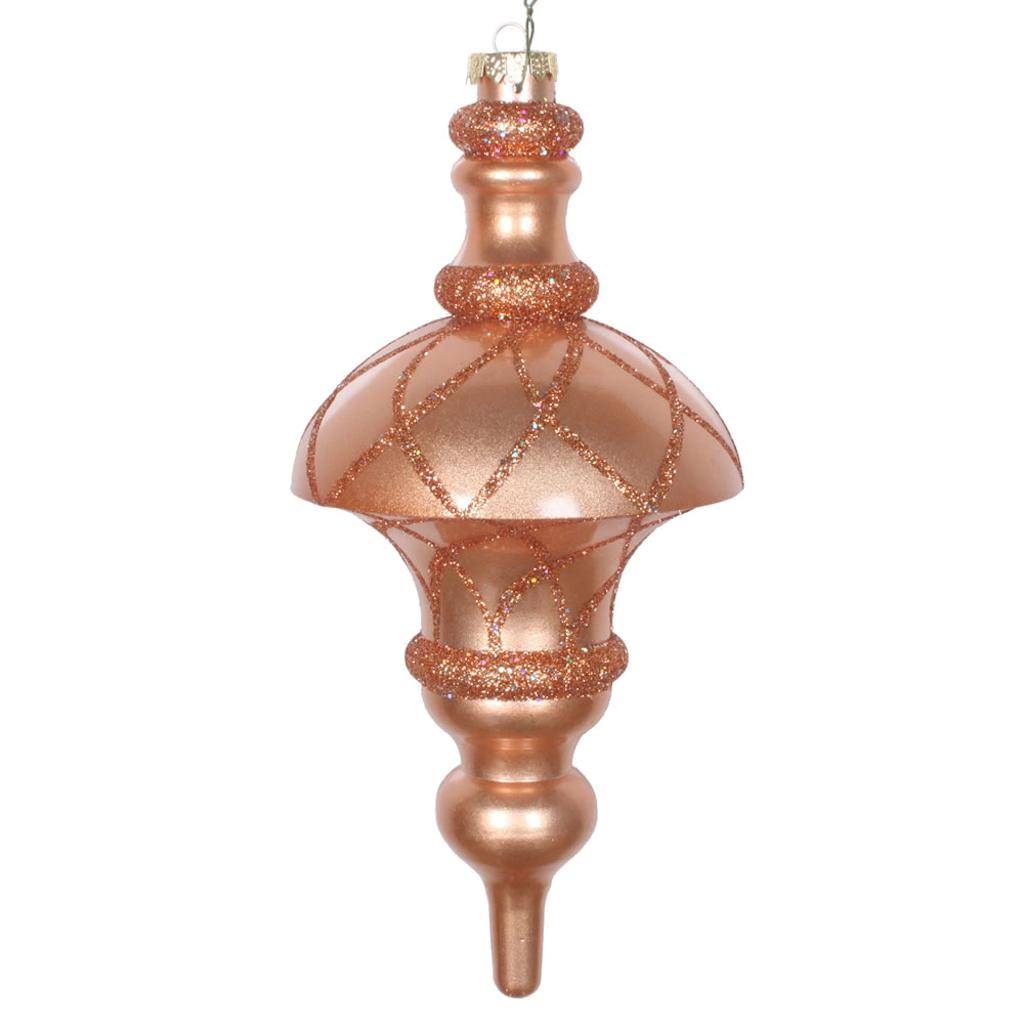 10" Rose Gold Candy Glitter Net Top Finial Ornament 1