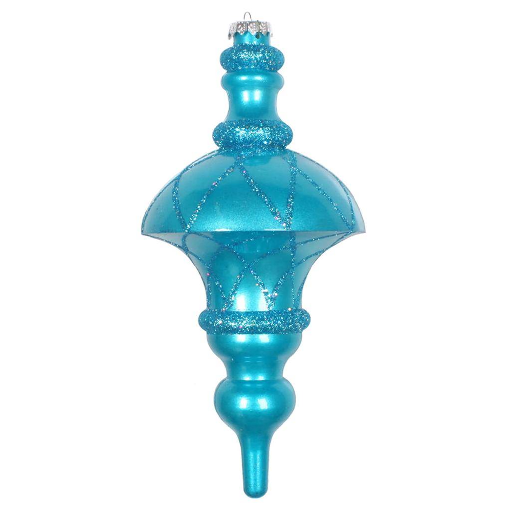 10" Turquoise Candy Glitter Net Top Finial Ornament 1