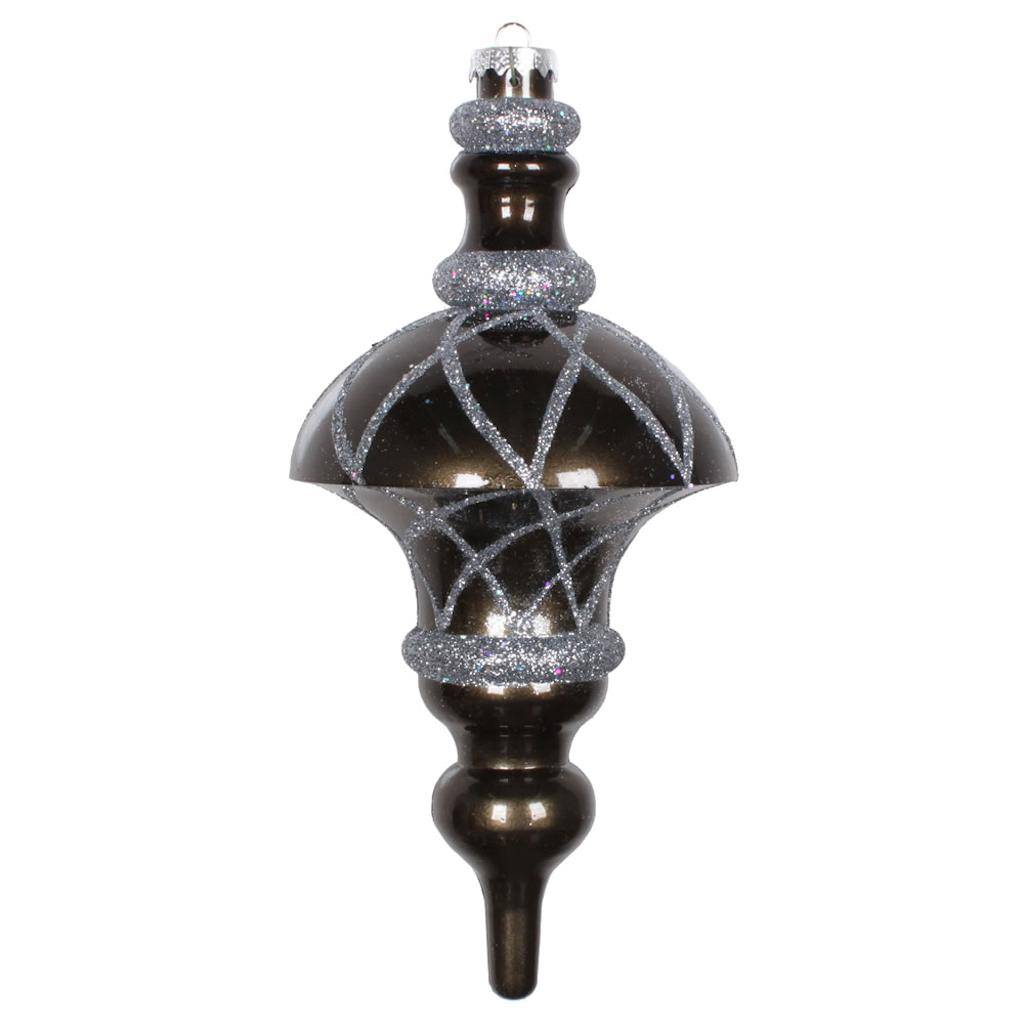 10" Pewter Candy Glitter Net Top Finial Ornament 1