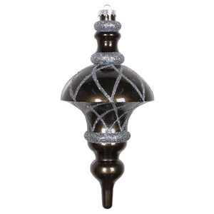 10" Pewter Candy Glitter Net Top Finial Ornament 1