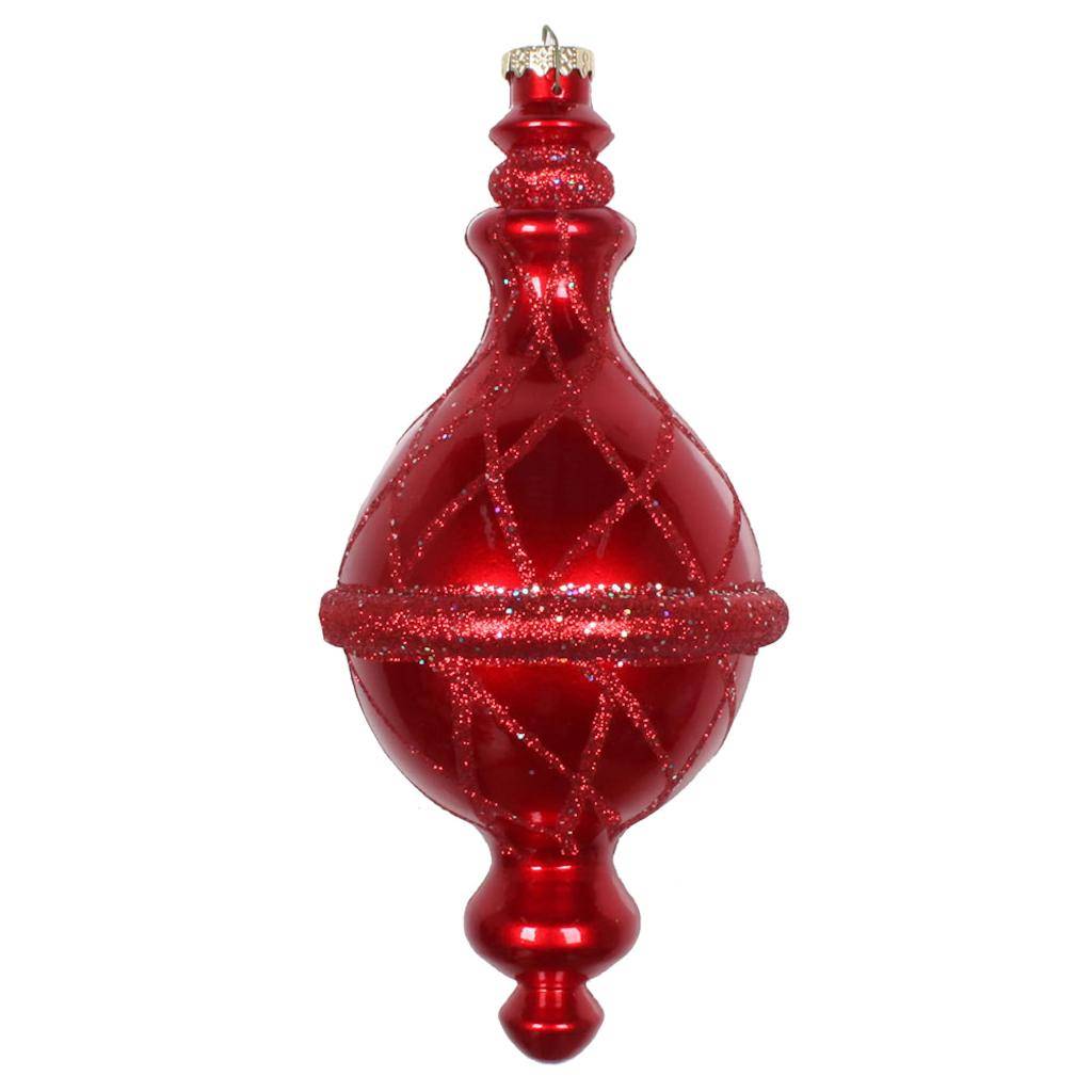 10" Red Candy Glitter Net Drop Ornament 1