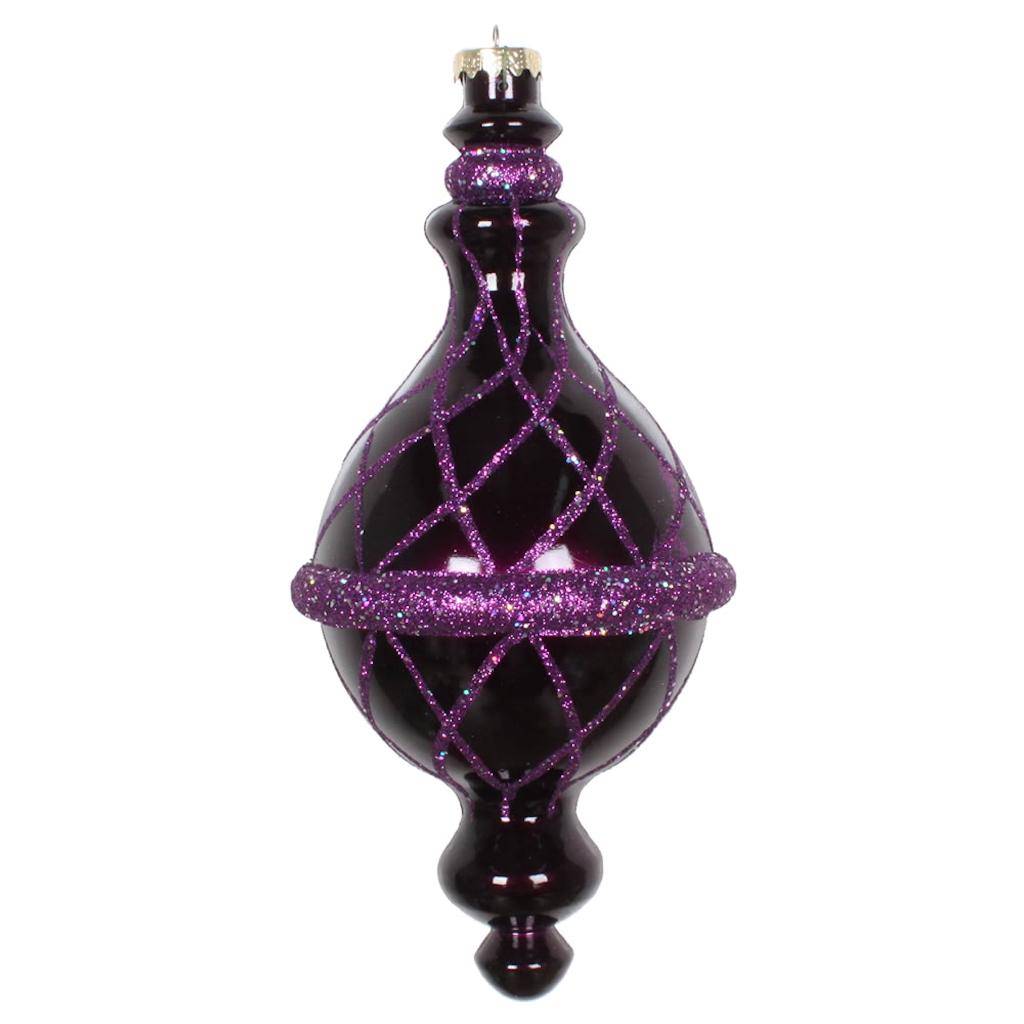 10" Plum Candy Glitter Net Drop Ornament 1