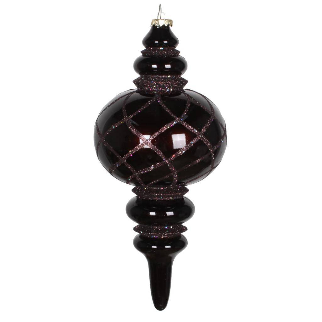 13" Chocolate Candy Glitter Net Finial Ornament 1