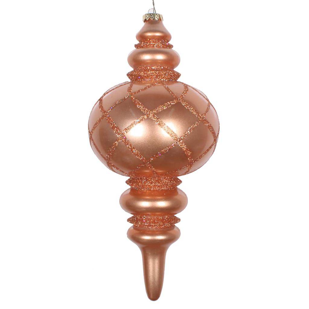 13" Rose Gold Candy Glitter Net Finial Ornament 1