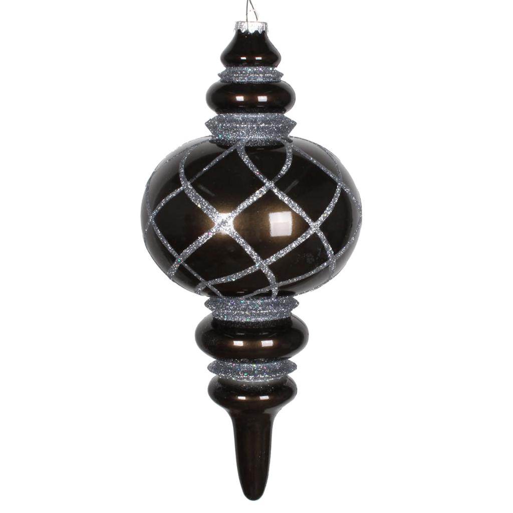 13" Pewter Candy Glitter Net Finial Ornament 1