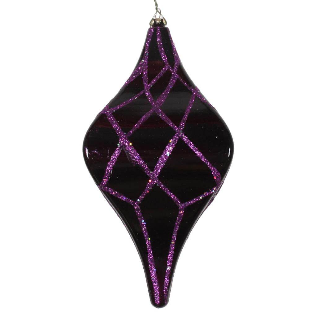 8" Plum Candy Glitter Net Drop Ornament 1