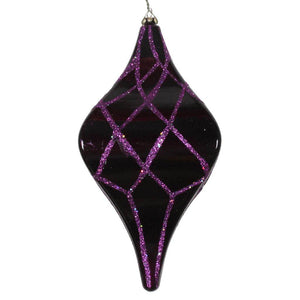 8" Plum Candy Glitter Net Drop Ornament 1