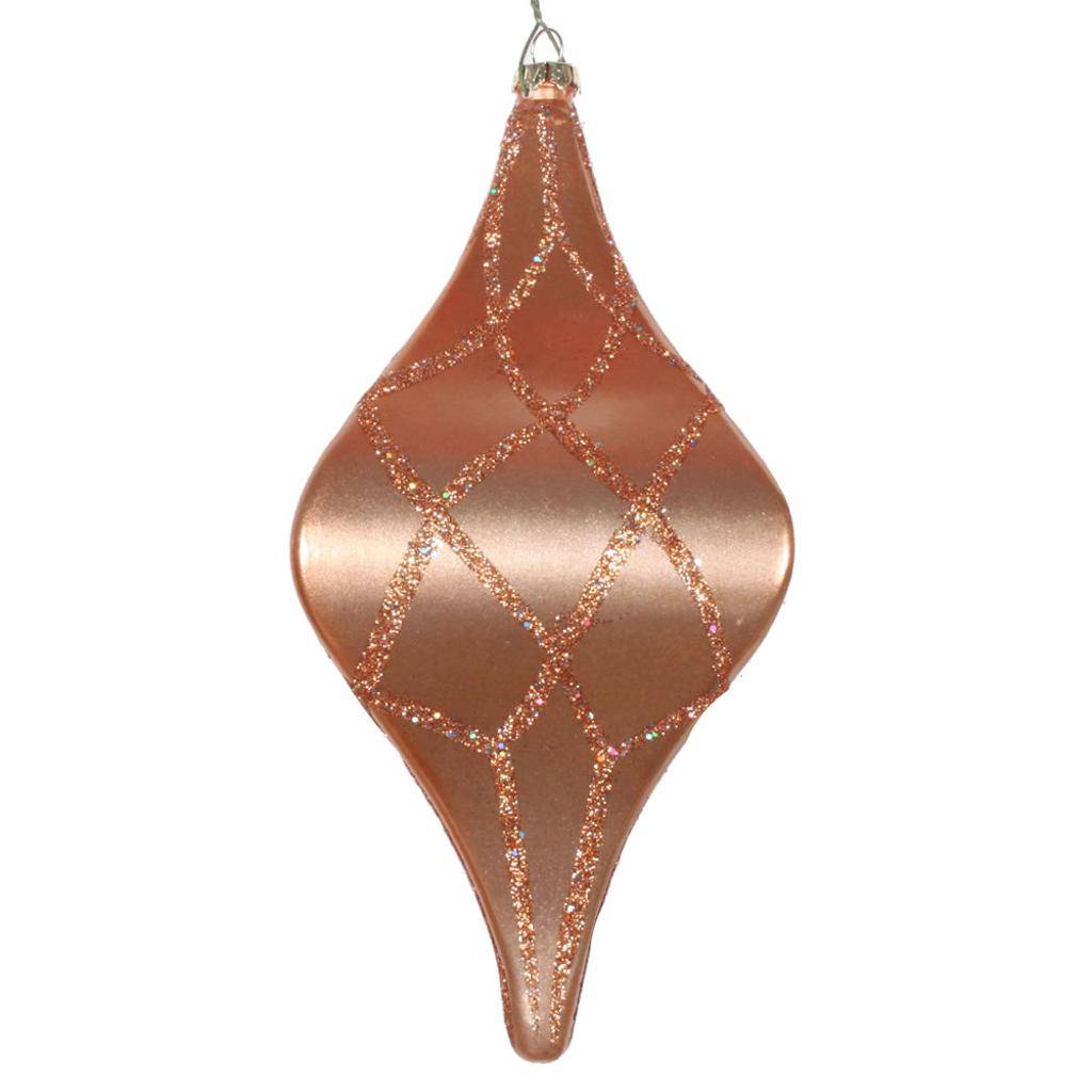 8" Rose Gold Candy Glitter Net Drop Ornament 1