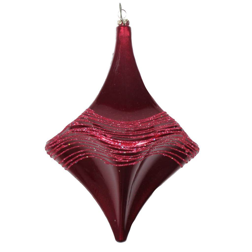 8" Berry Red Candy Glitter Drop Ornament 1
