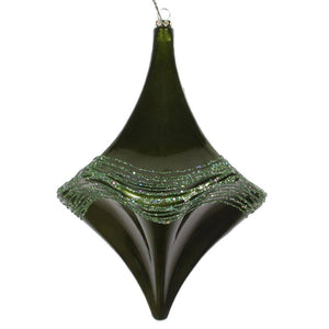 8"  Moss Green Candy Glitter Drop Ornament 1