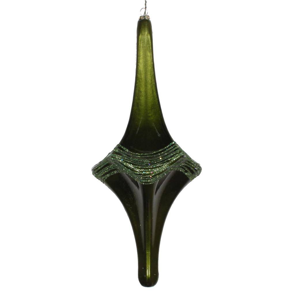 12"  Moss Green Candy Glitter Drop Ornament 1