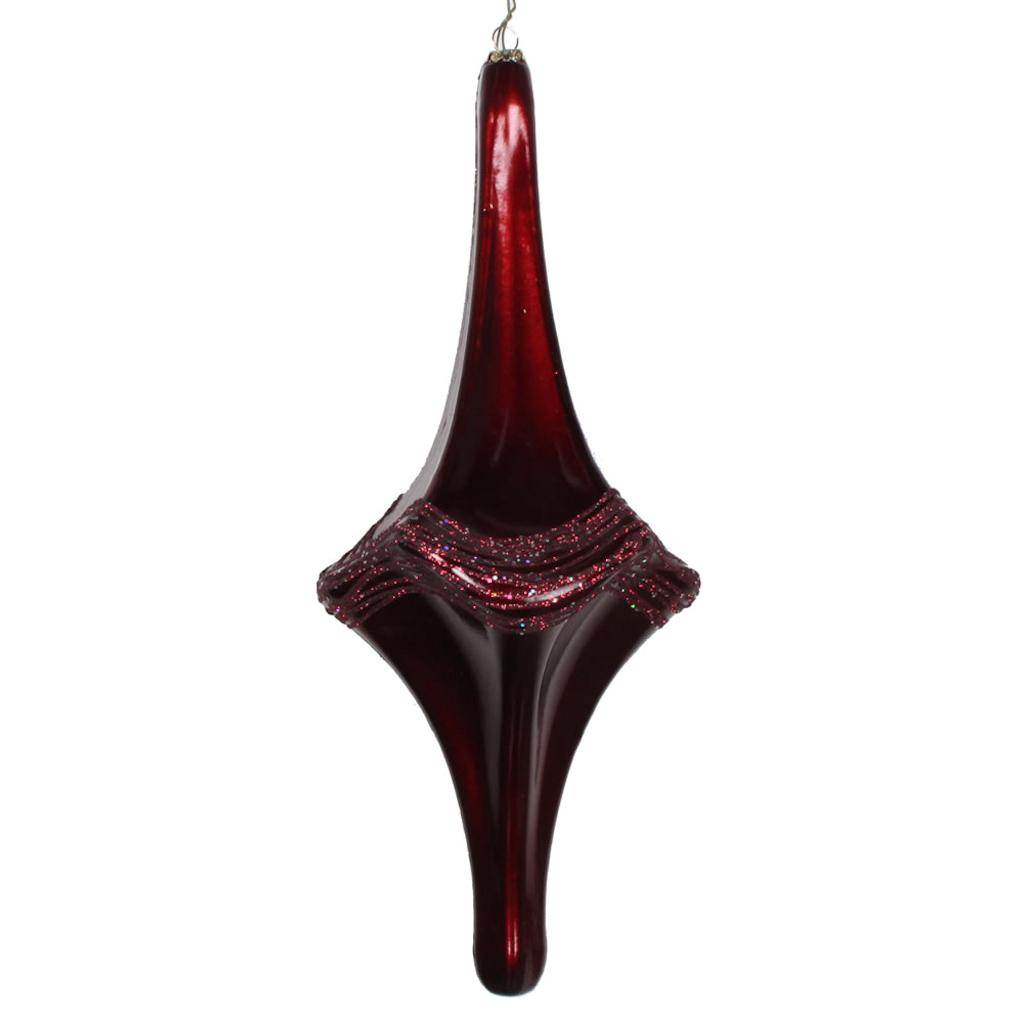 12" Burgundy Candy Glitter Drop Ornament 1