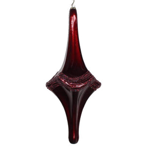 12" Burgundy Candy Glitter Drop Ornament 1