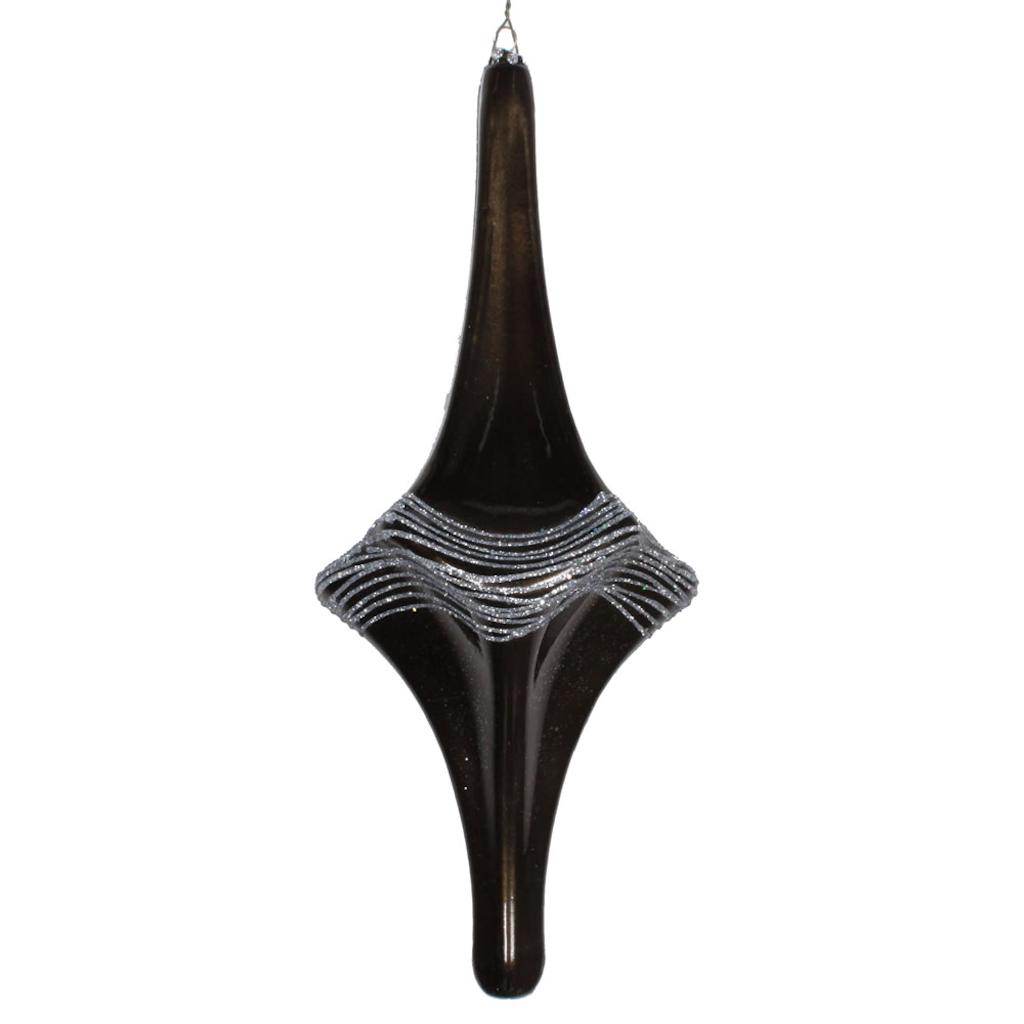 12'' Pewter Candy Glitter Drop Ornament 1