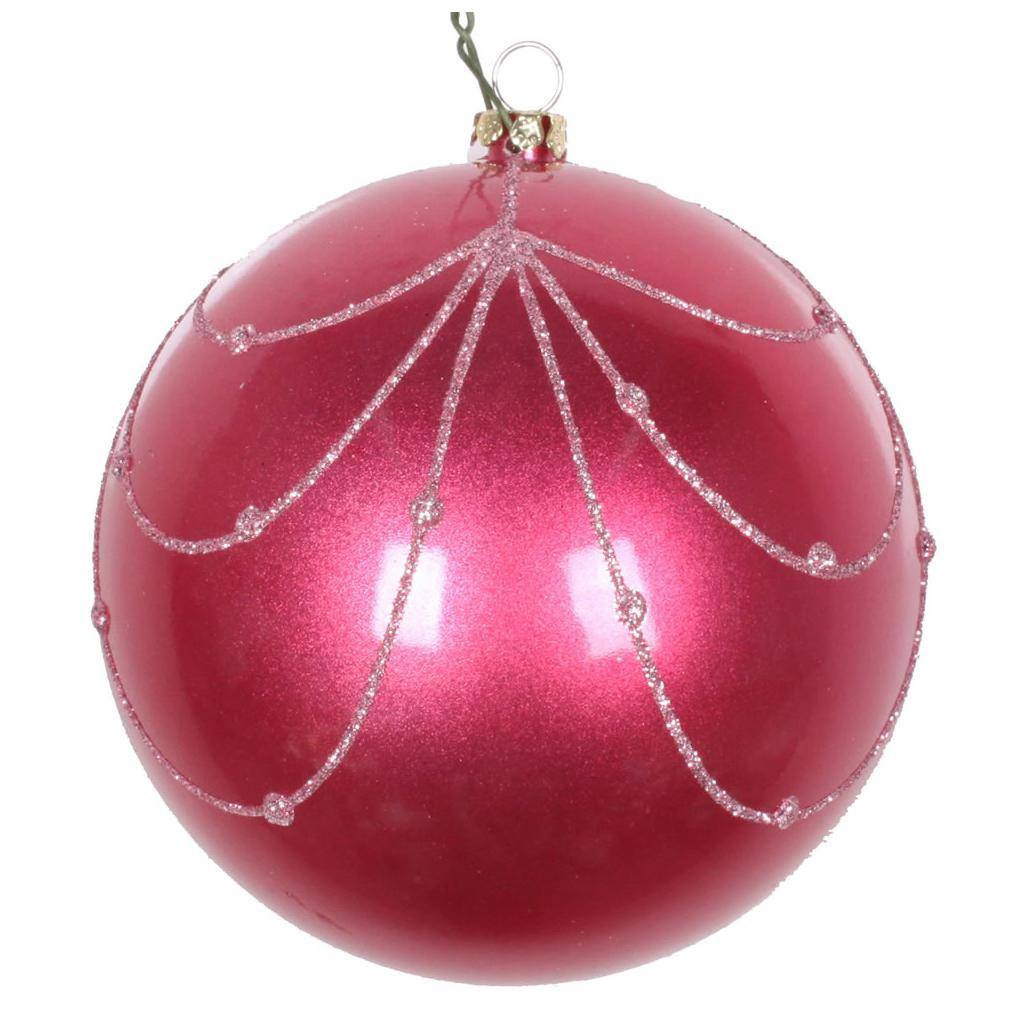4.75" Mauve Candy Glitter Curtain Ball Ornament (4 pack) 1