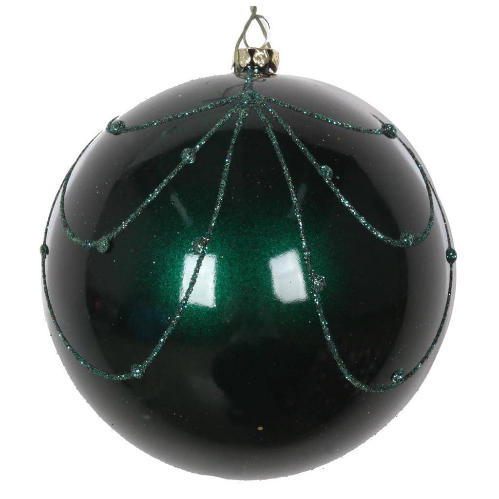4.75" Sea Blue Candy Glitter Curtain Ball Ornament (4 pack) 1