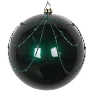 4.75" Sea Blue Candy Glitter Curtain Ball Ornament (4 pack) 1