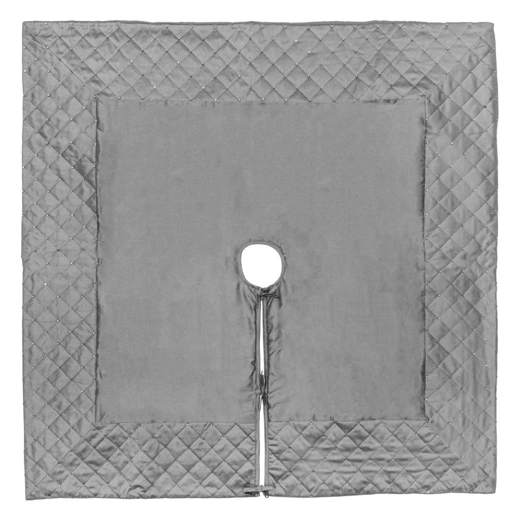 52" Gray Quilt Stitch Jewel Square Tree Skirt 1