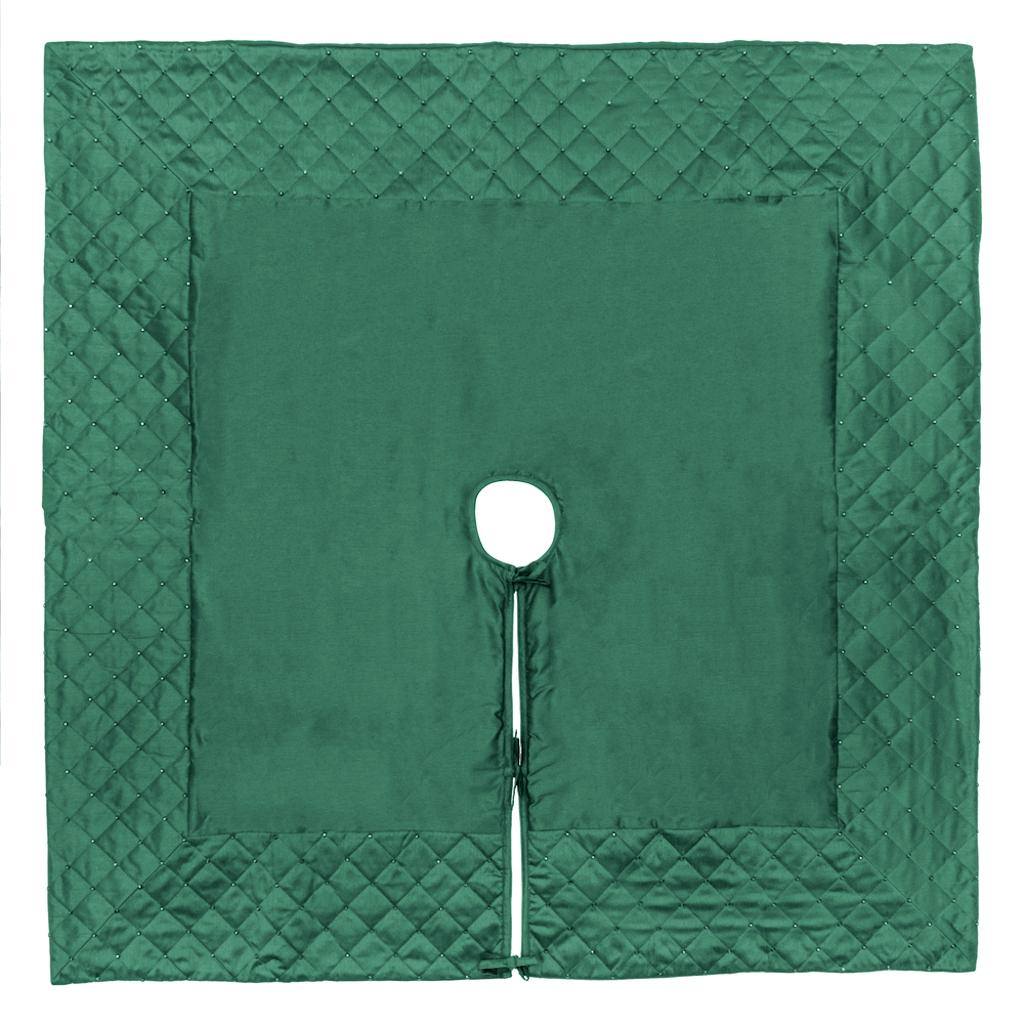 52" Green Quilt Stitch Jewel Square Tree Skirt 1
