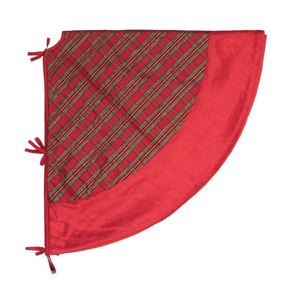 52" Red/Gold Plaid Tree Skirt 1