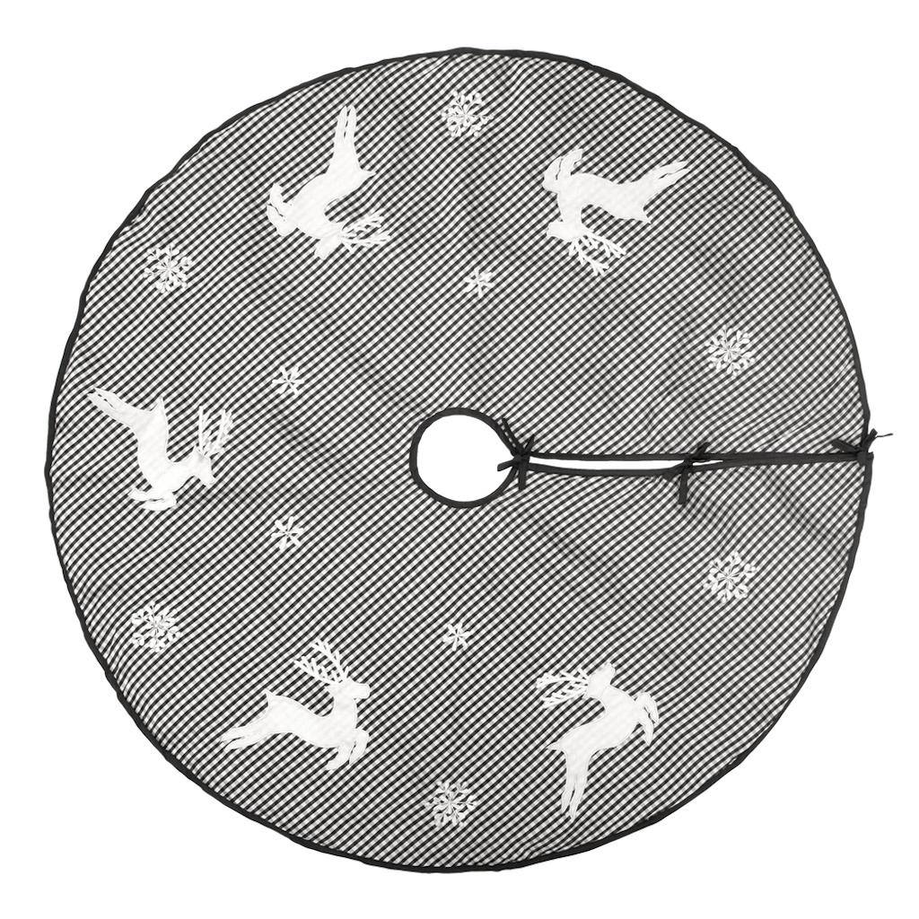 48" White/Black Checkered Reindeer Tree Skirt 1