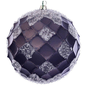4.75" Chocolate Net Beaded Ball Ornament (3 pack) 1