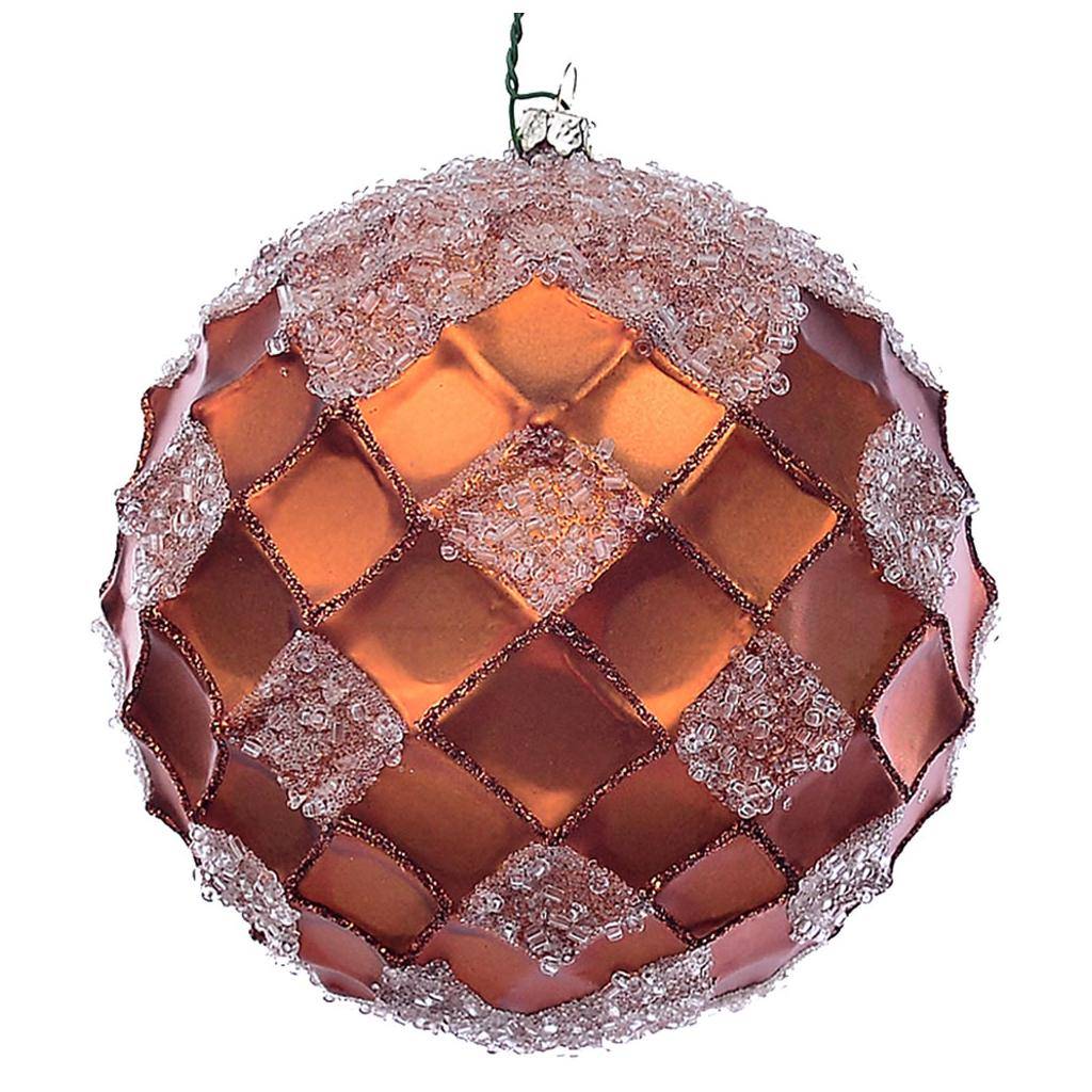 4.75" Copper Net Beaded Ball Ornament (3 pack) 1
