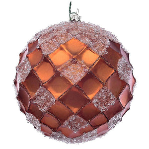 4.75" Copper Net Beaded Ball Ornament (3 pack) 1
