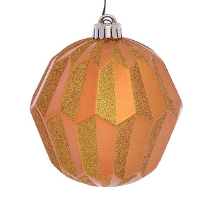 5" Antique Gold Glitter Faceted Ball Ornament (3 pack) 1