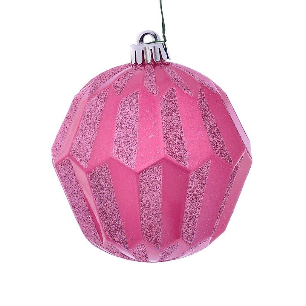 5" Mauve Glitter Faceted Ball Christmas Ornament (3 Pack) 1