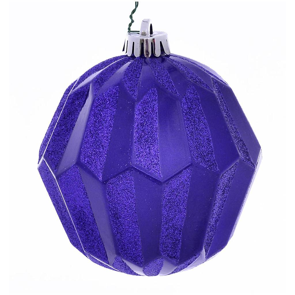 5" Purple Glitter Faceted Ball Ornament (3 pack) 1