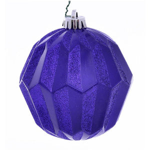 5" Purple Glitter Faceted Ball Ornament (3 pack) 1
