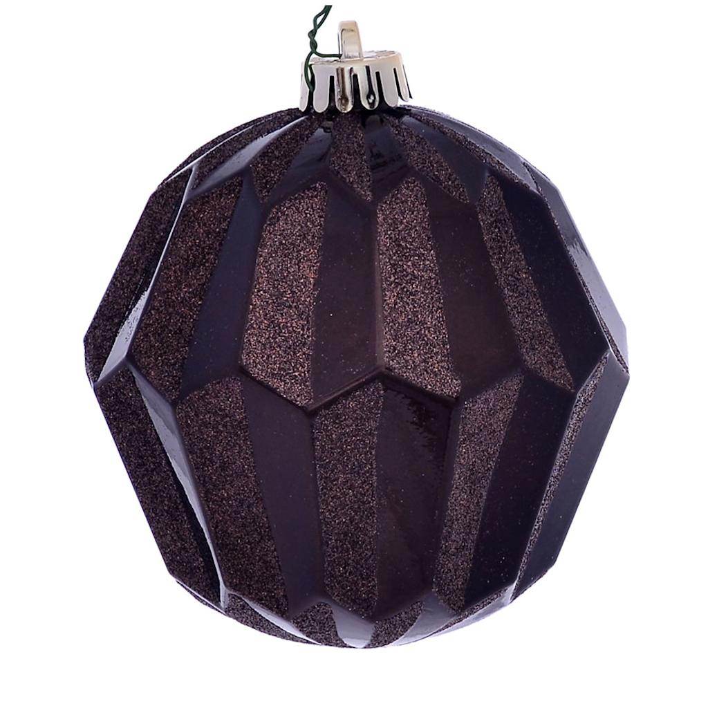 5" Chocolate Glitter Faceted Ball Ornament (3 pack) 1